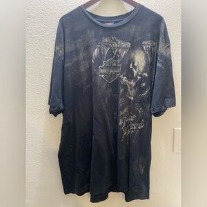 Harley-Davidson 3XL Graphic T-Shirt Skull Snake Live Hard Black Biker Tee Vtg